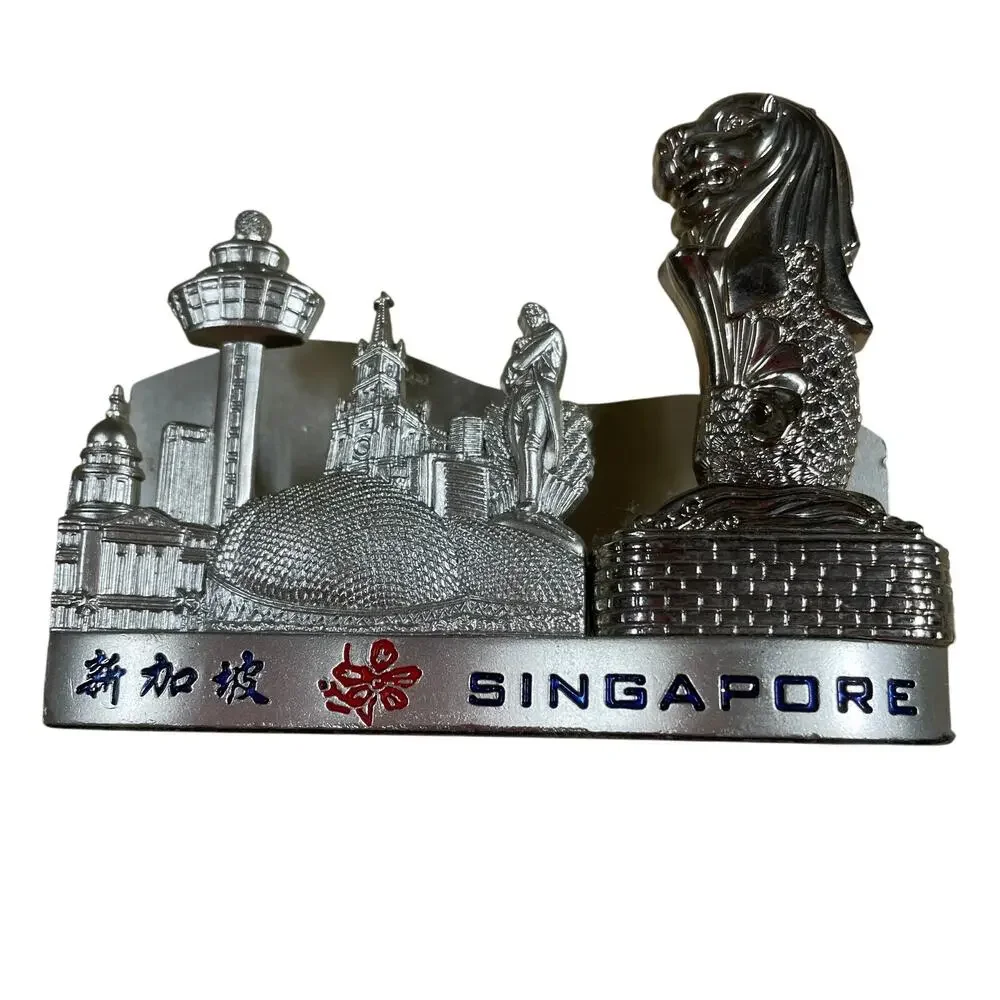 Singapore Business Card / Napkin Holder Silver Excellent Used Condition